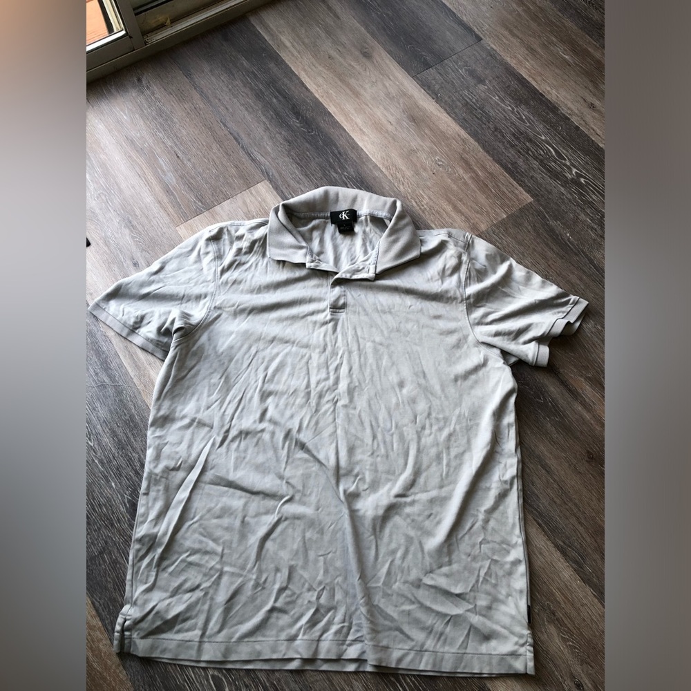 Calvin Klein Light Gray Polo Shirt Size Large